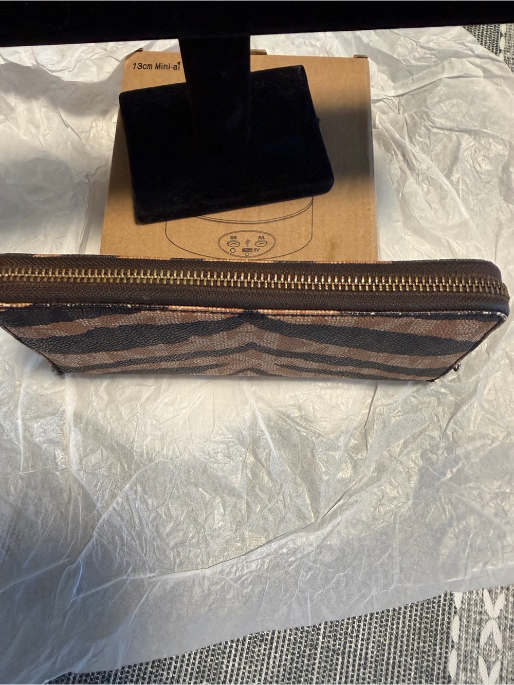 Michael Kors Zip-Around Wallet in Tan and Black Tiger-Print - Picture 6 of 15